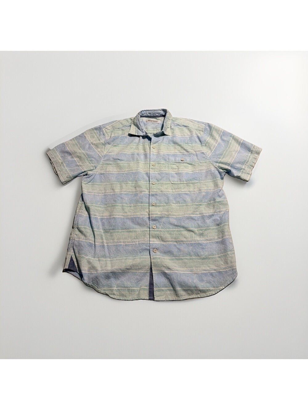 Tommy Bahama Blue Green Men's Button Down Shirt Size Large 100% Cotton